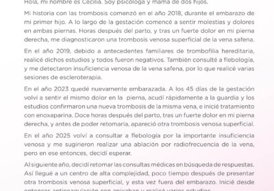 Trombosis en Primera Persona